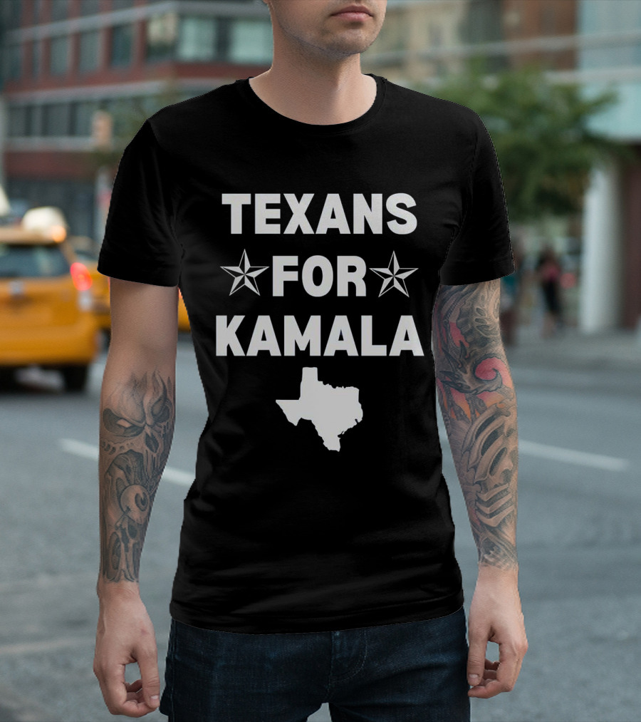 Texans for Kamala with Lone Star and Texas Outline T-Shirt