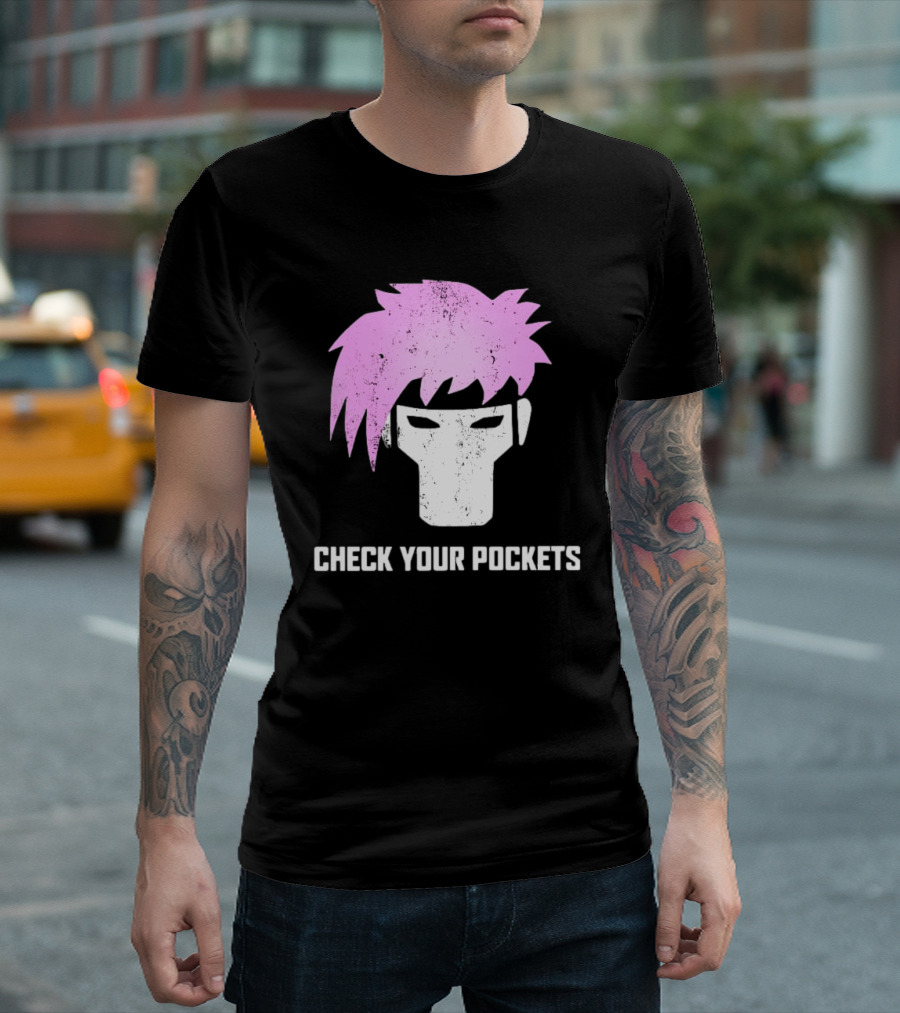 Channing Tatum Gambit Check Your Pockets Masked Pink Hair T-Shirt