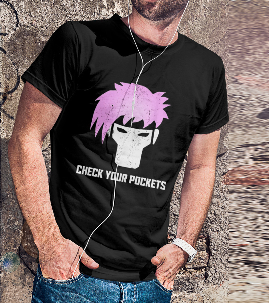 Channing Tatum Gambit Check Your Pockets Masked Pink Hair T-Shirt