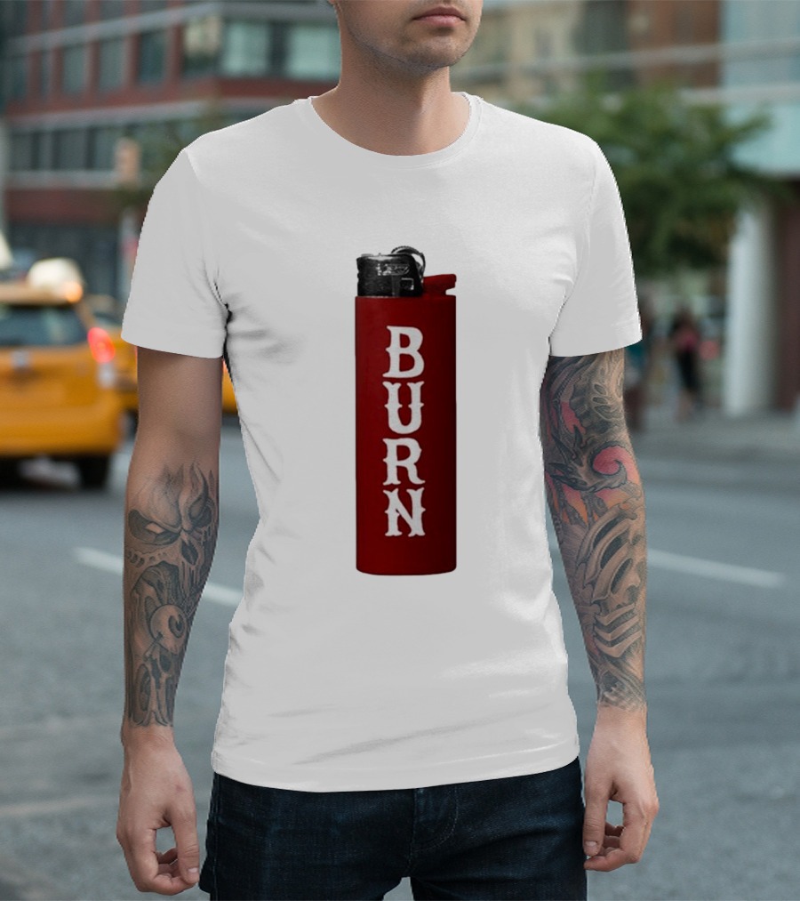 Eaj Burn Red Lighter Vertical Text T-Shirt