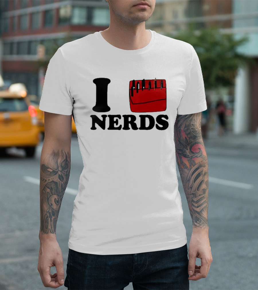 I Love Nerds Red Pocket T-Shirt