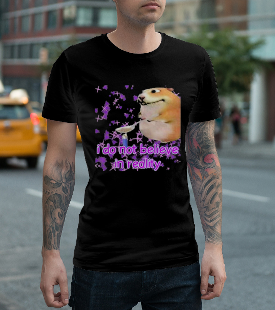 i do not believe in reality doge spoon purple stars T-Shirt