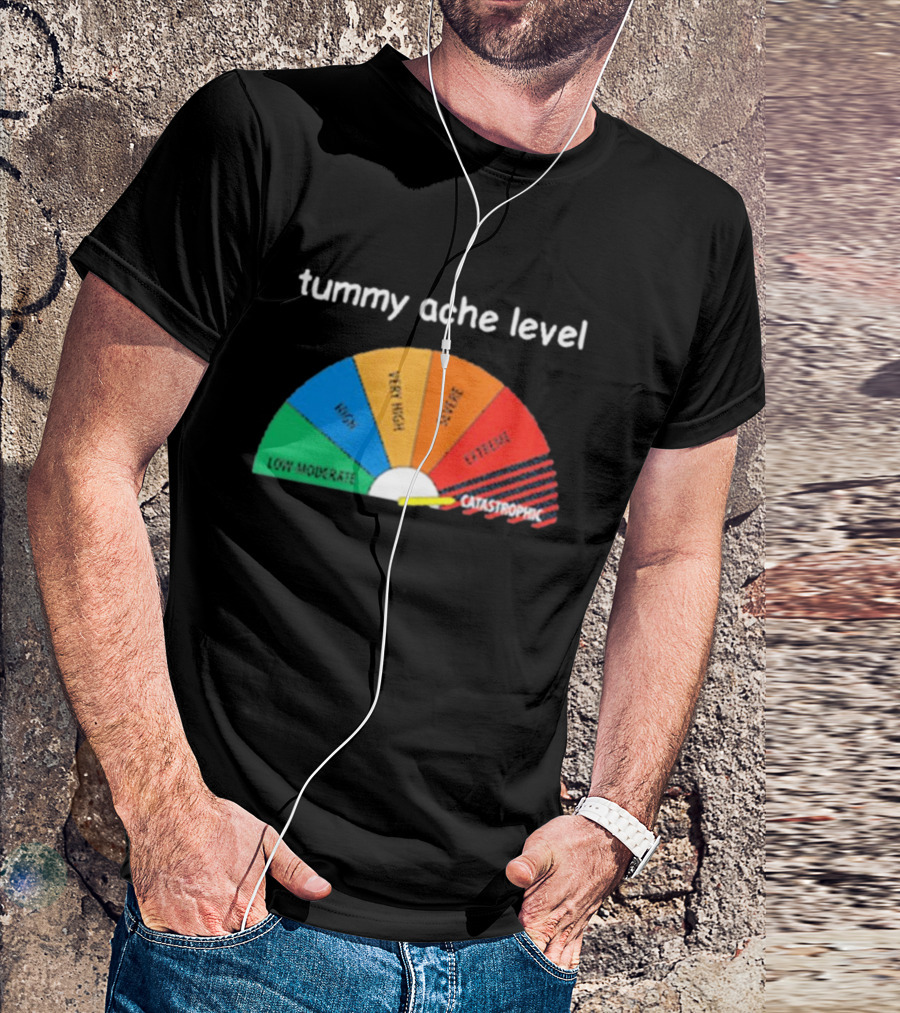 Tummy Ache Level Catastrophic Scale Low Moderate Severe Cringe T-Shirt