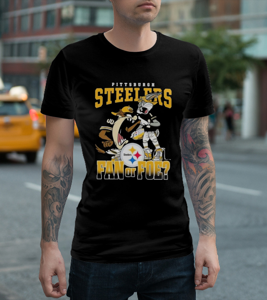Pittsburgh Steelers Bugs Bunny Taz Fan or Foe Showdown T-Shirt