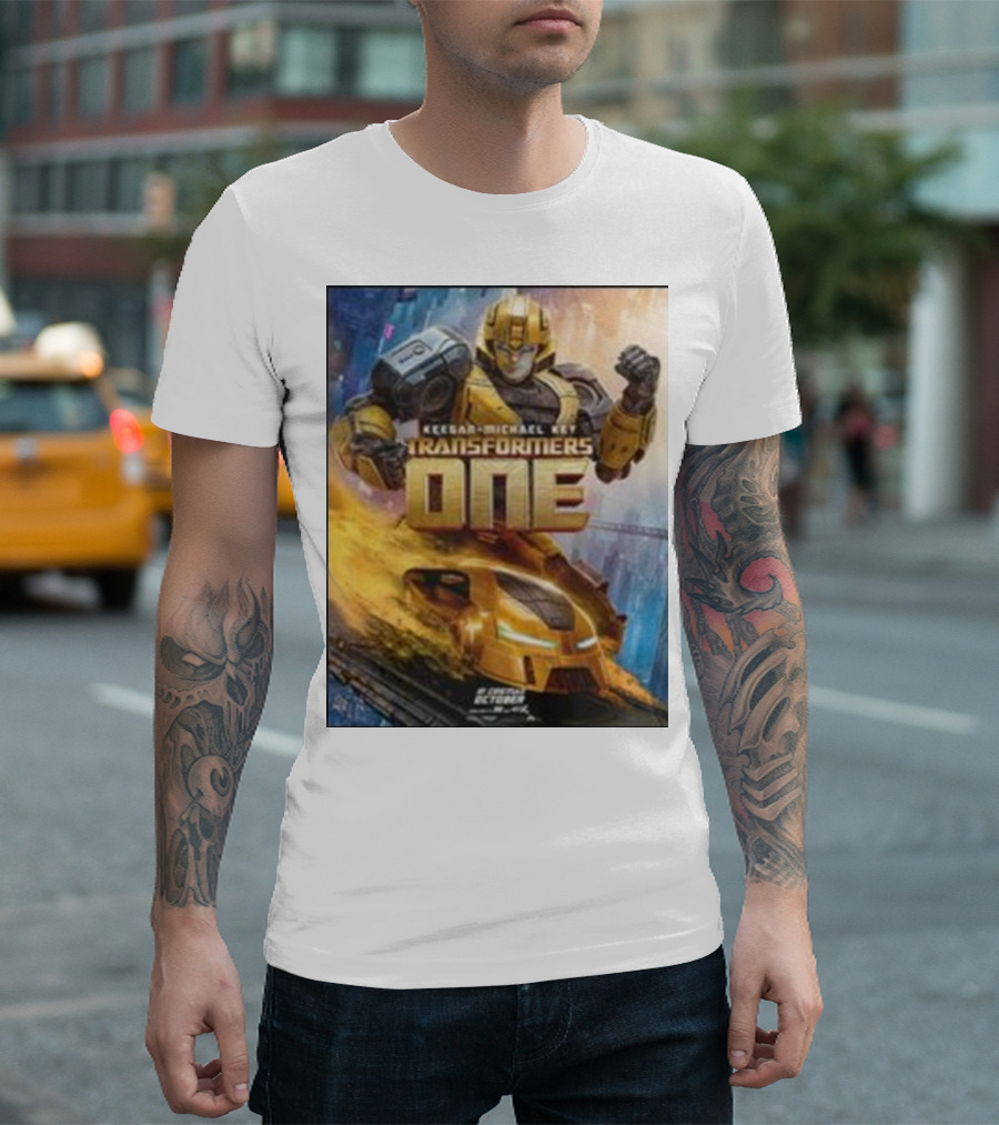 Keegan-Michael Key Transformers One Bumblebee Movie Merchandise Gamer Action Robot T-Shirt