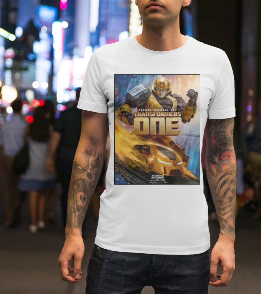Keegan-Michael Key Transformers One Bumblebee Movie Merchandise Gamer Action Robot T-Shirt
