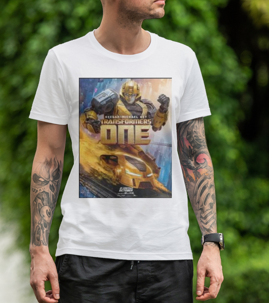 Keegan-Michael Key Transformers One Bumblebee Movie Merchandise Gamer Action Robot T-Shirt