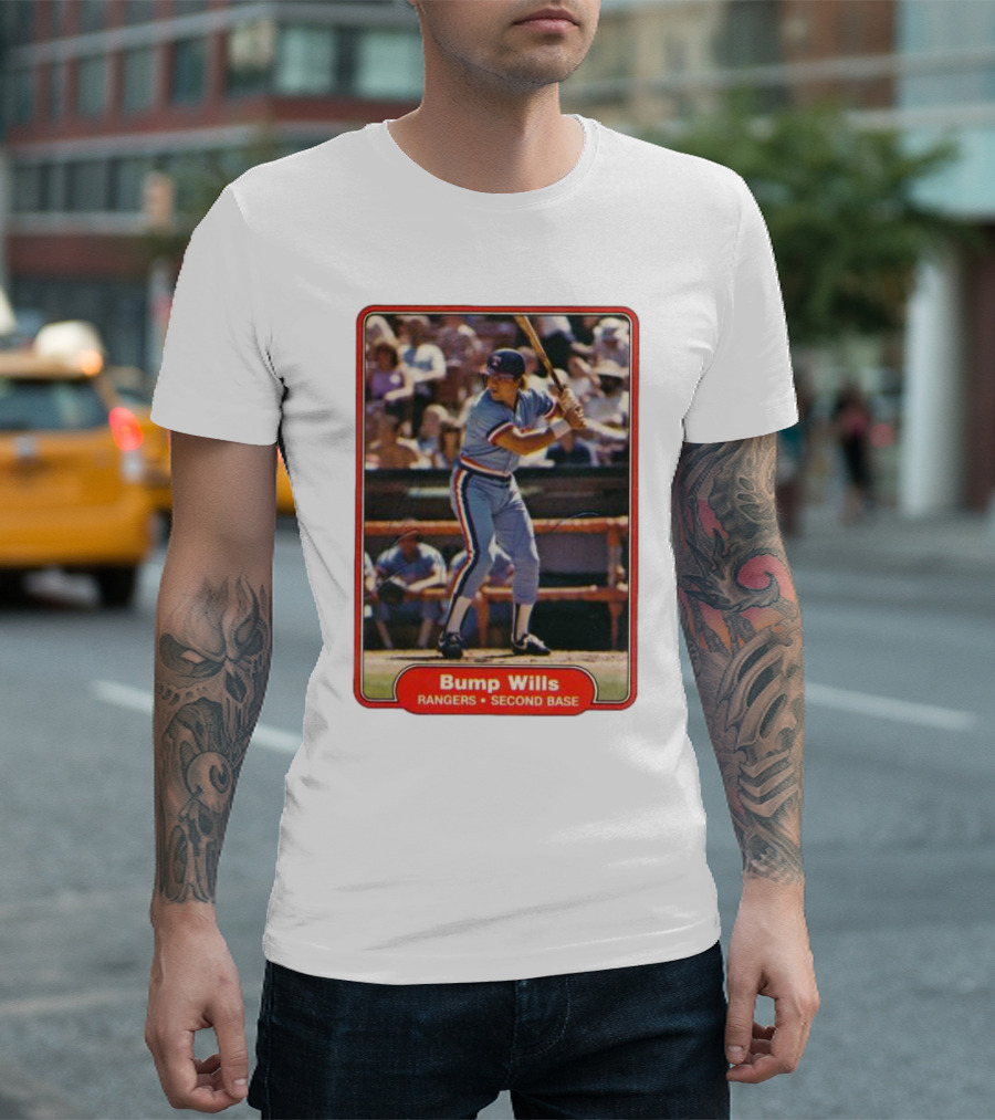 Bump Wills Rangers Second Base Vintage Baseball Card T-Shirt