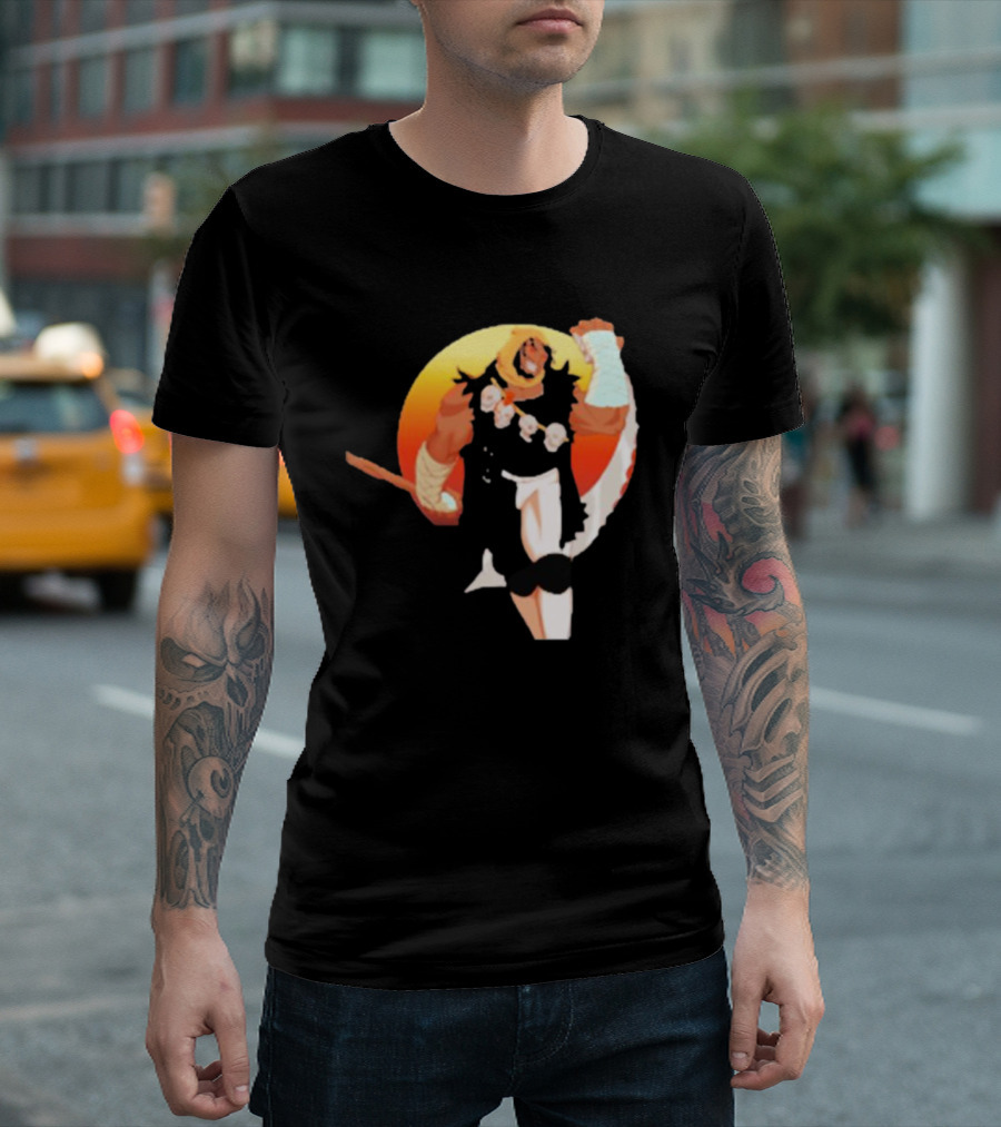 CALIFORNIA NIGHTMARE ISSUE #3 Fierce Warrior with Skulls and Sunset Background T-Shirt