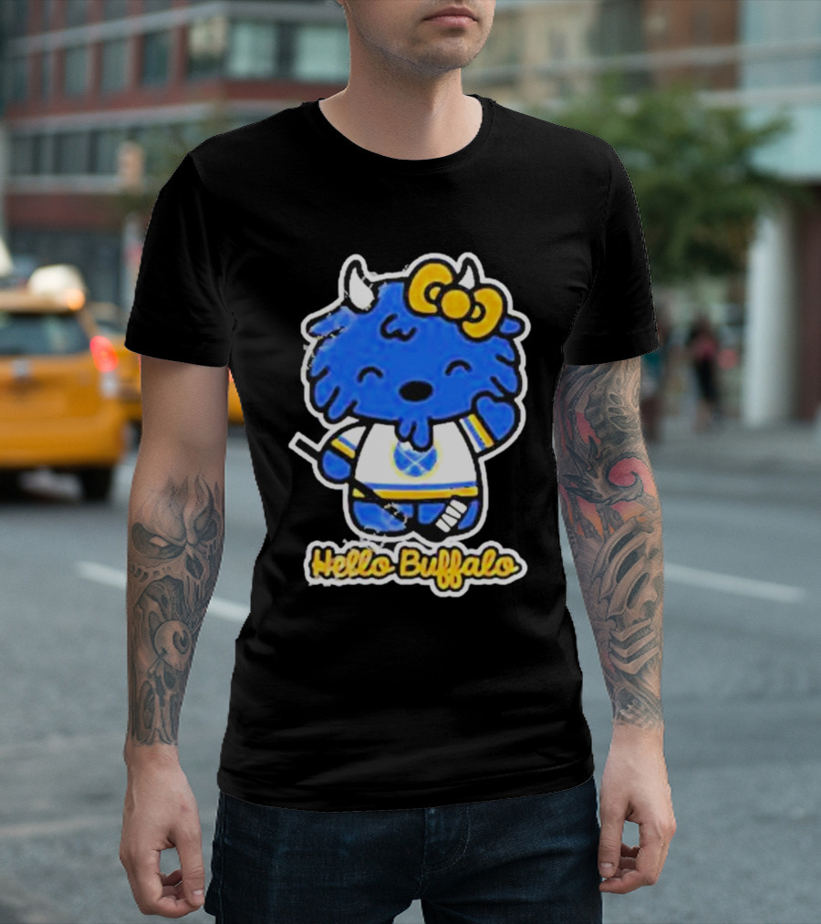 Hello Buffalo Hockey Carl Cordes Buffalo NY Artist T-Shirt