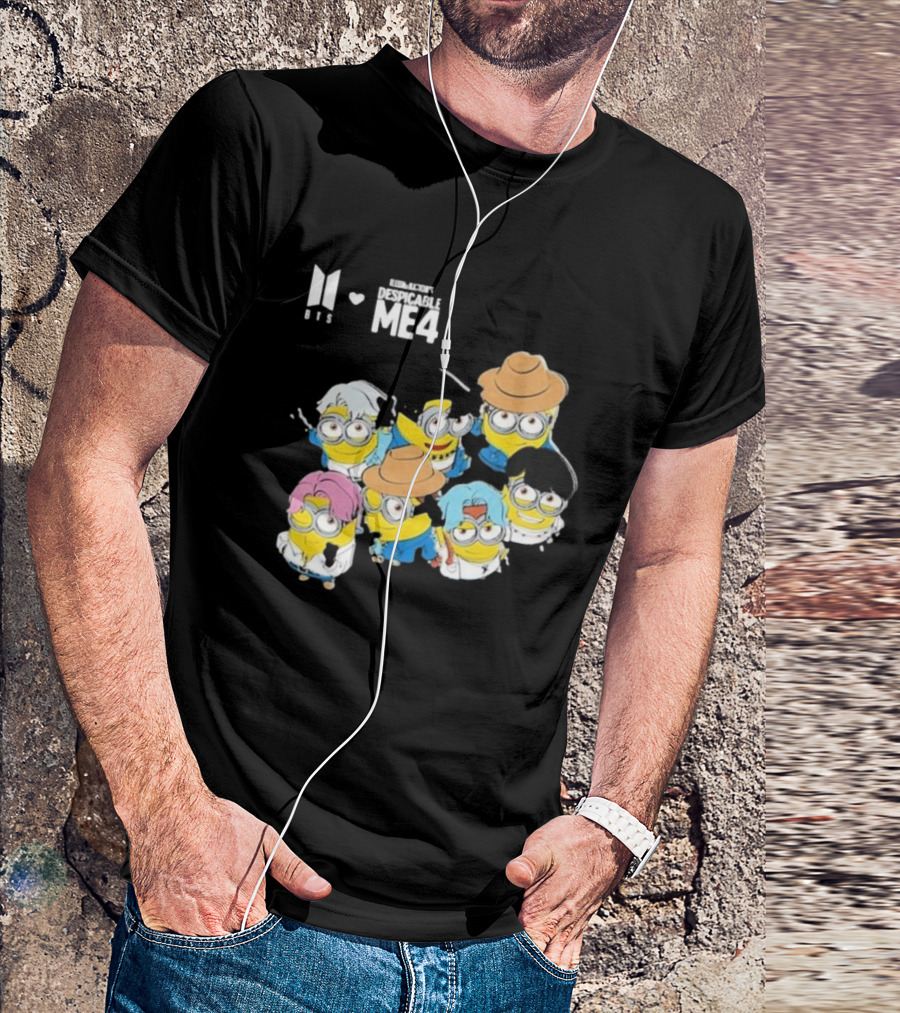 BTS Minions Collaboration Despicable Me 4 Characters Fashion Mashup T-Shirt