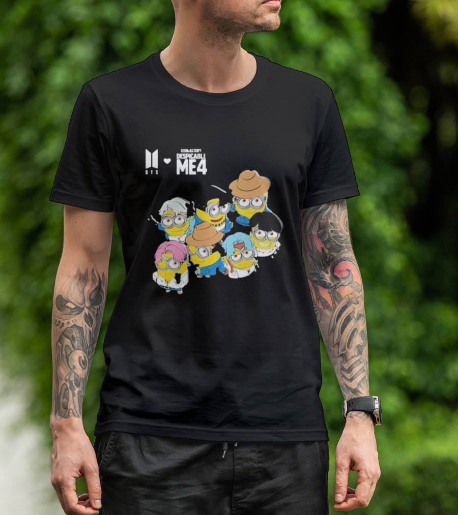 BTS Minions Collaboration Despicable Me 4 Characters Fashion Mashup T-Shirt