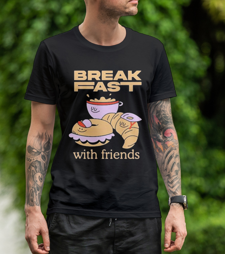 Breakfast With Friends Breakfast Racing Team Cup Croissant Bun T-Shirt