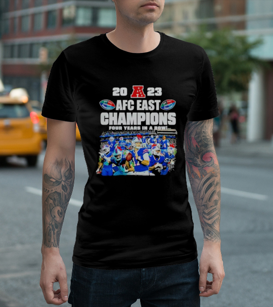 20 23 AFC East Champions Four Years In A Row Buffalo Bills Football T-Shirt