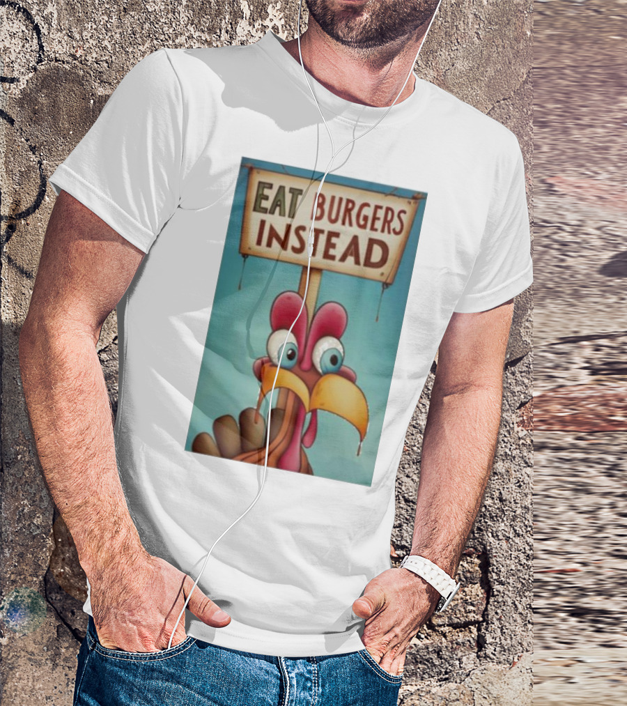 Eat Burgers Instead Funny Turkey Cartoon T-Shirt