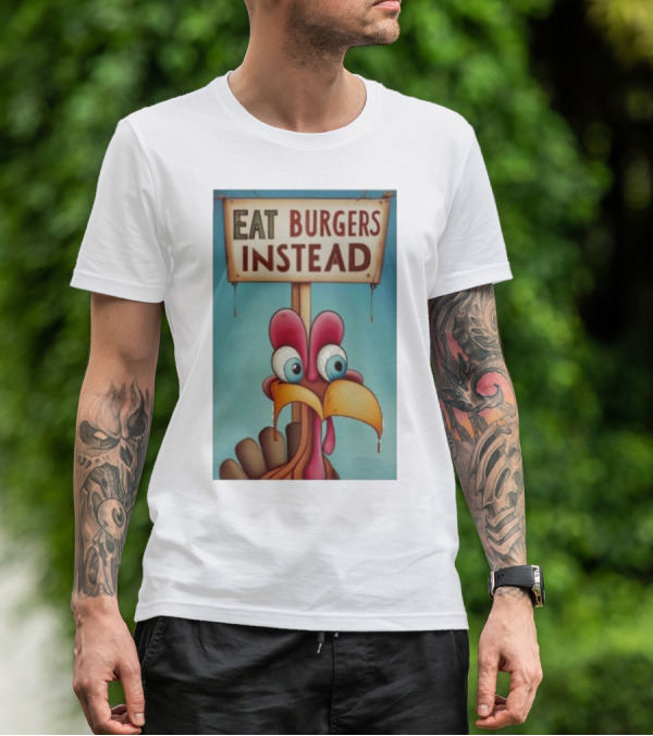 Eat Burgers Instead Funny Turkey Cartoon T-Shirt