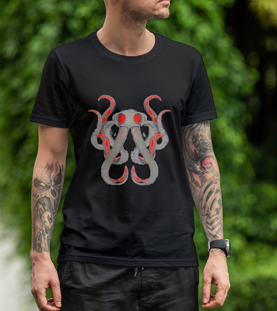 Endra Wearing Ollie Ollie Red-Eyed Octopus T-Shirt
