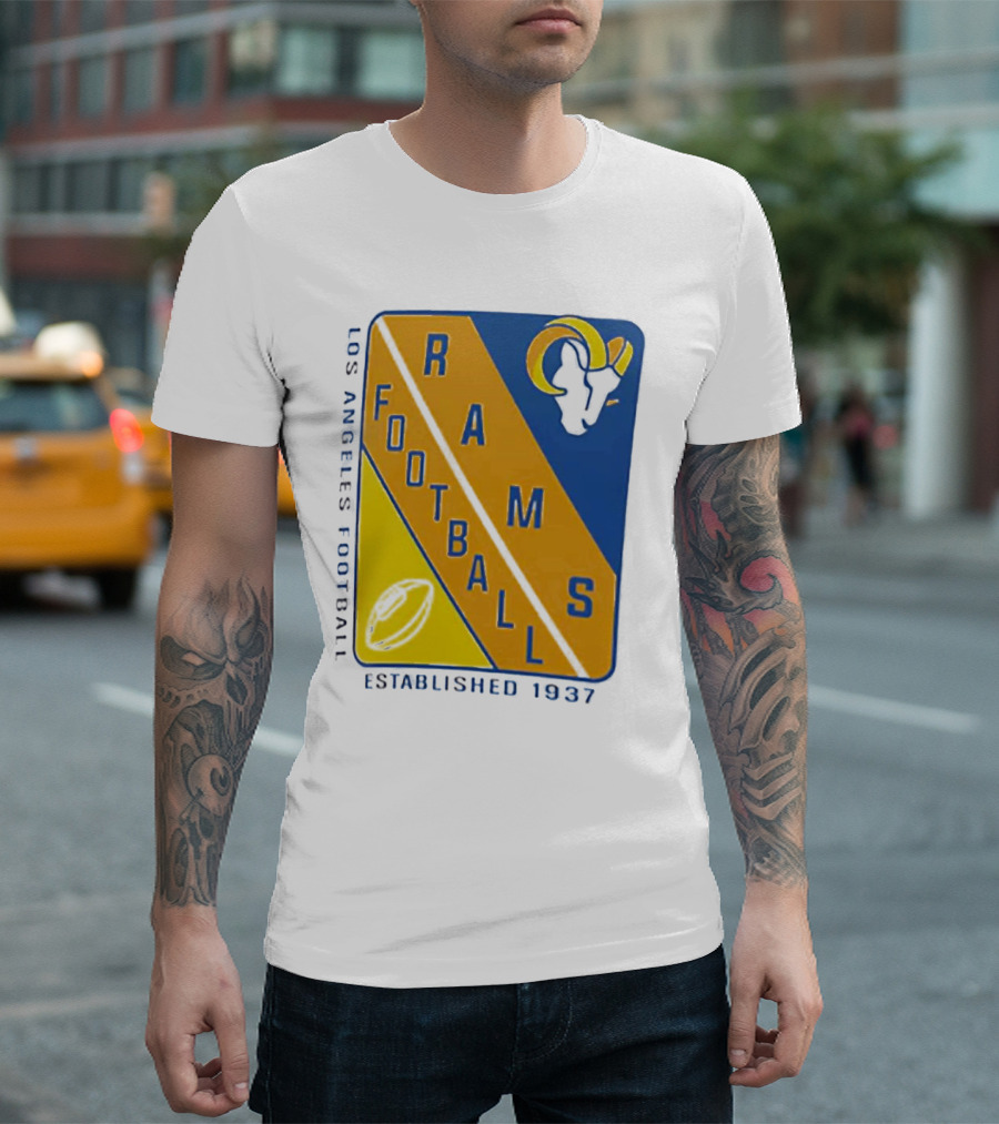 Established 1937 Los Angeles Football Rams Starter Shield Footballs T-Shirt