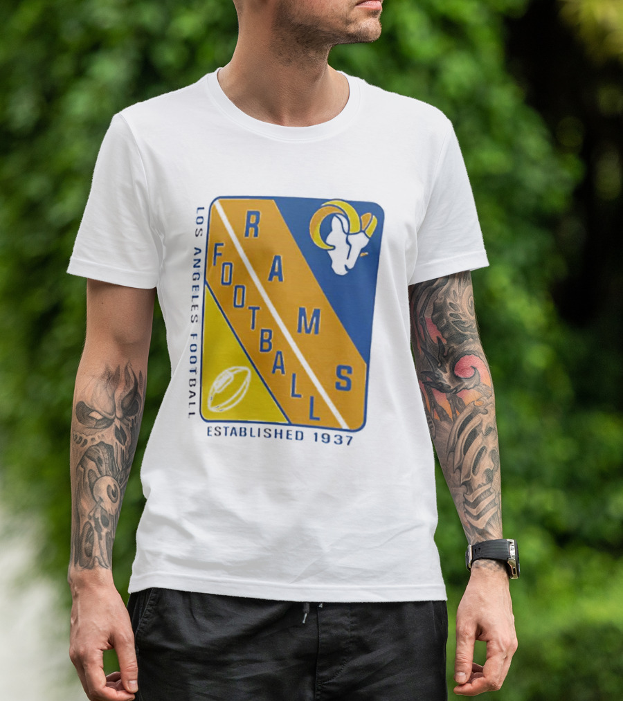 Established 1937 Los Angeles Football Rams Starter Shield Footballs T-Shirt