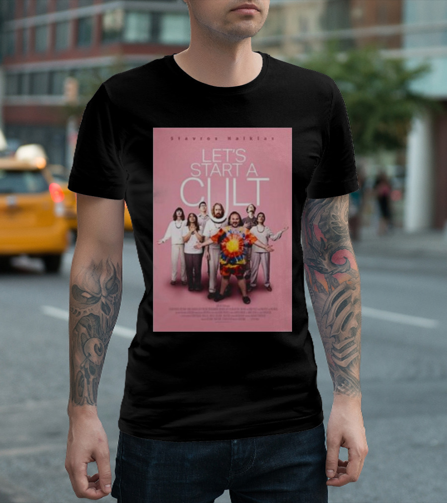 Let's Start A Cult Film With Stavros Halkias Group Photo Pink Background T-Shirt