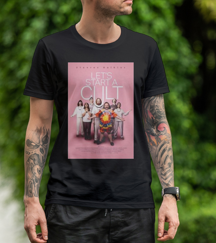 Let's Start A Cult Film With Stavros Halkias Group Photo Pink Background T-Shirt