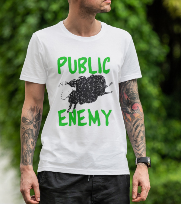 Public Enemy Sheep Black And Green Text T-Shirt
