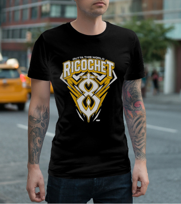 Outta This World Ricochet AEW Logo Yellow Black T-Shirt