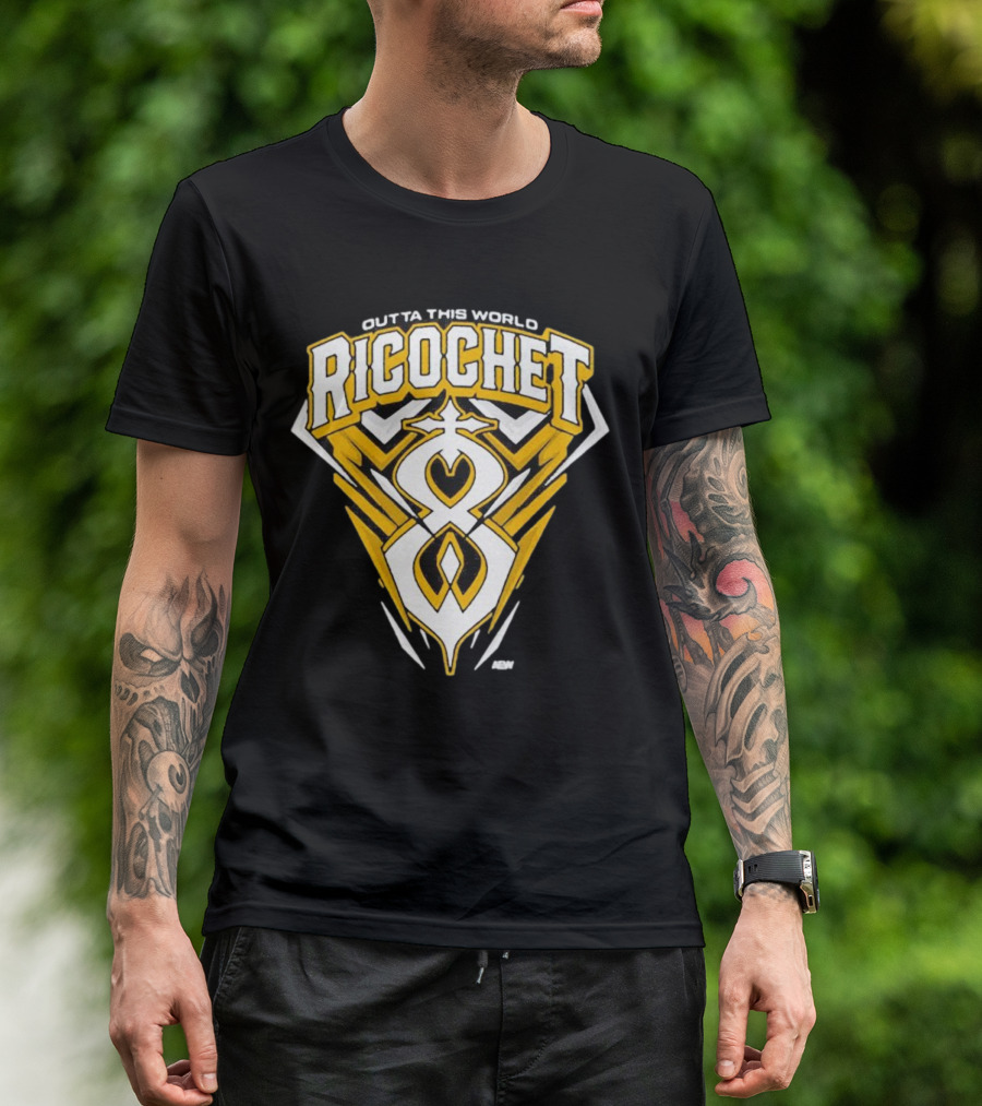 Outta This World Ricochet AEW Logo Yellow Black T-Shirt