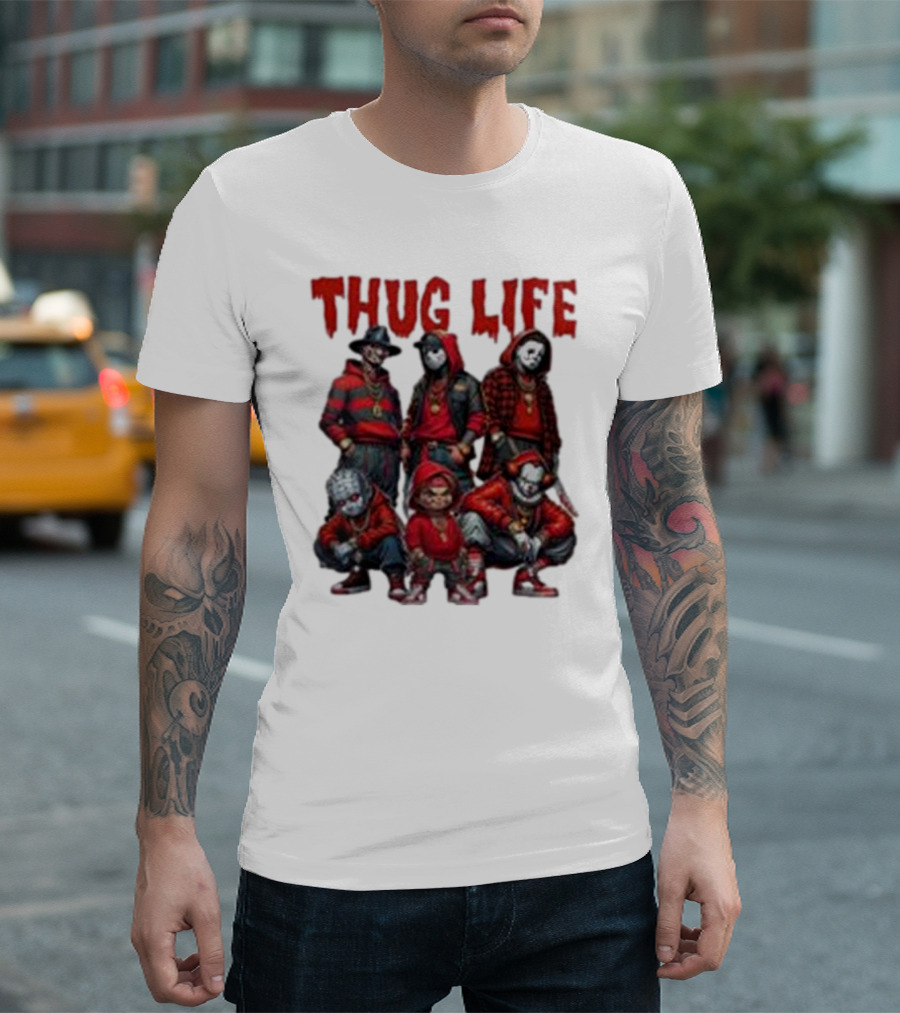 Thug Life Horror Clown Gang Red Hoodies T-Shirt