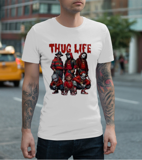 Thug Life Horror Clown Gang Red Hoodies T-Shirt
