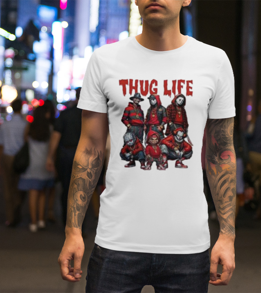 Thug Life Horror Clown Gang Red Hoodies T-Shirt