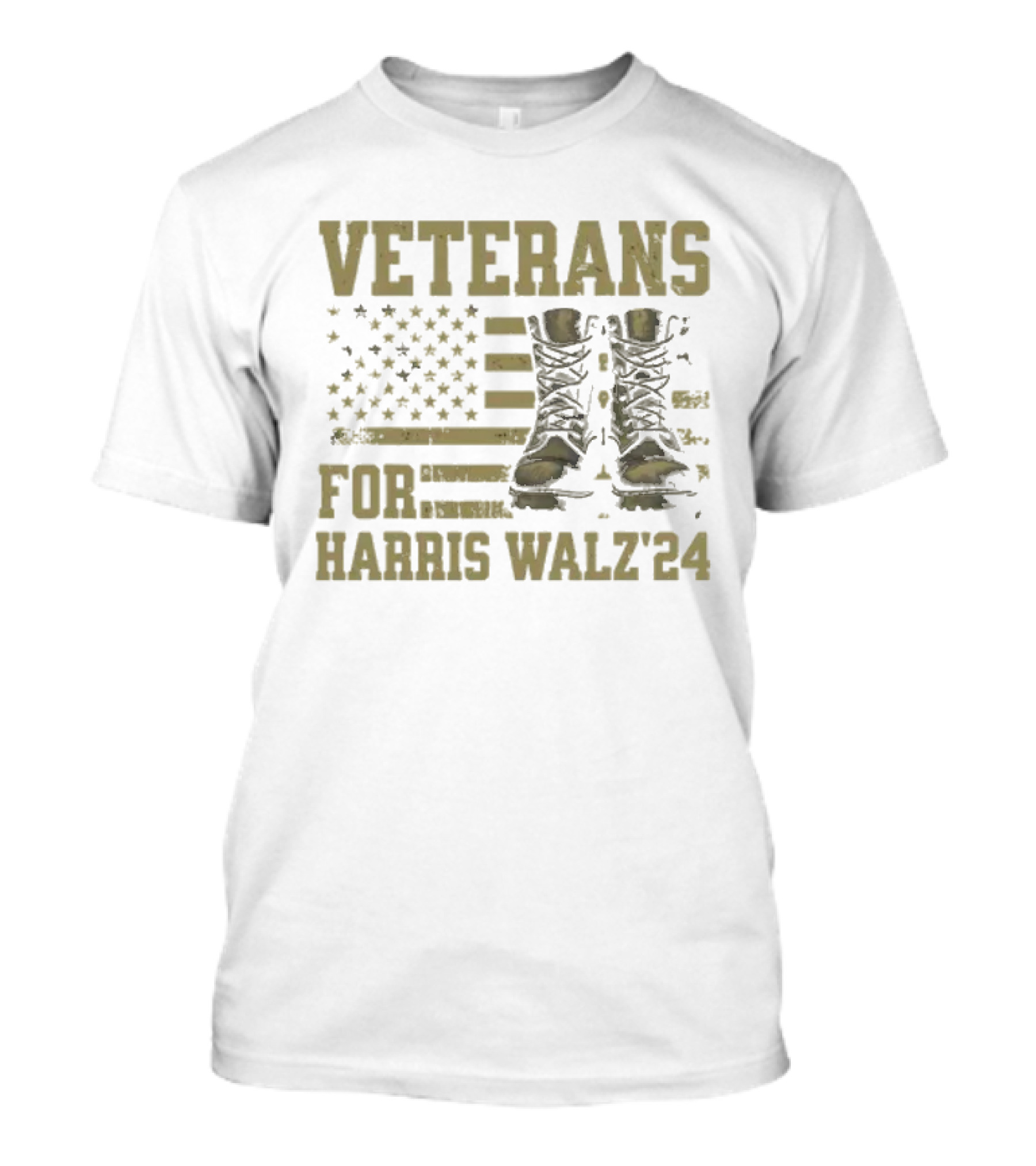 Veterans For Harris Walz ’24 American Flag And Combat Boots T-Shirt