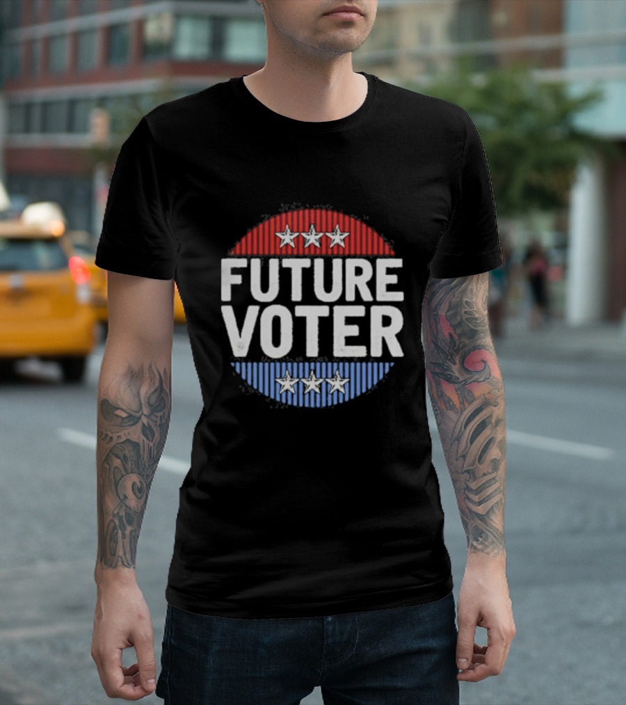 Future Voter Patriotic Stars and Stripes Election Badge T-Shirt