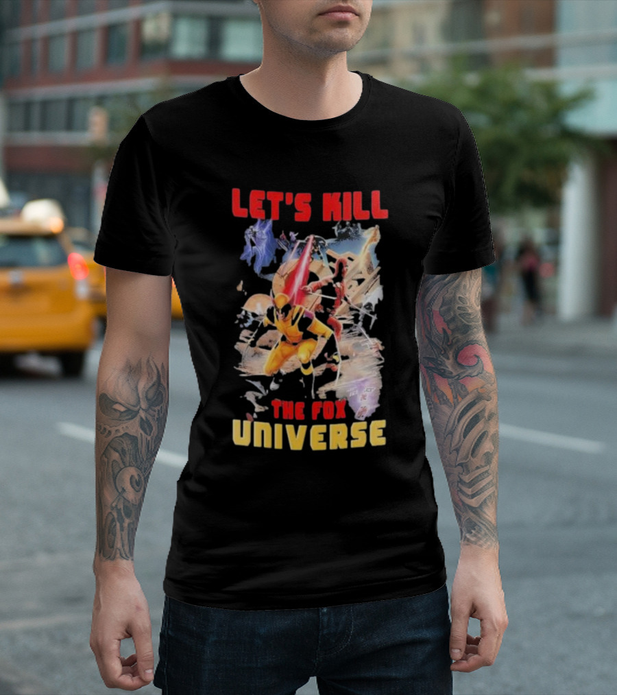 Let's Kill The Fox Universe Deadpool and Wolverine Action Scene T-Shirt