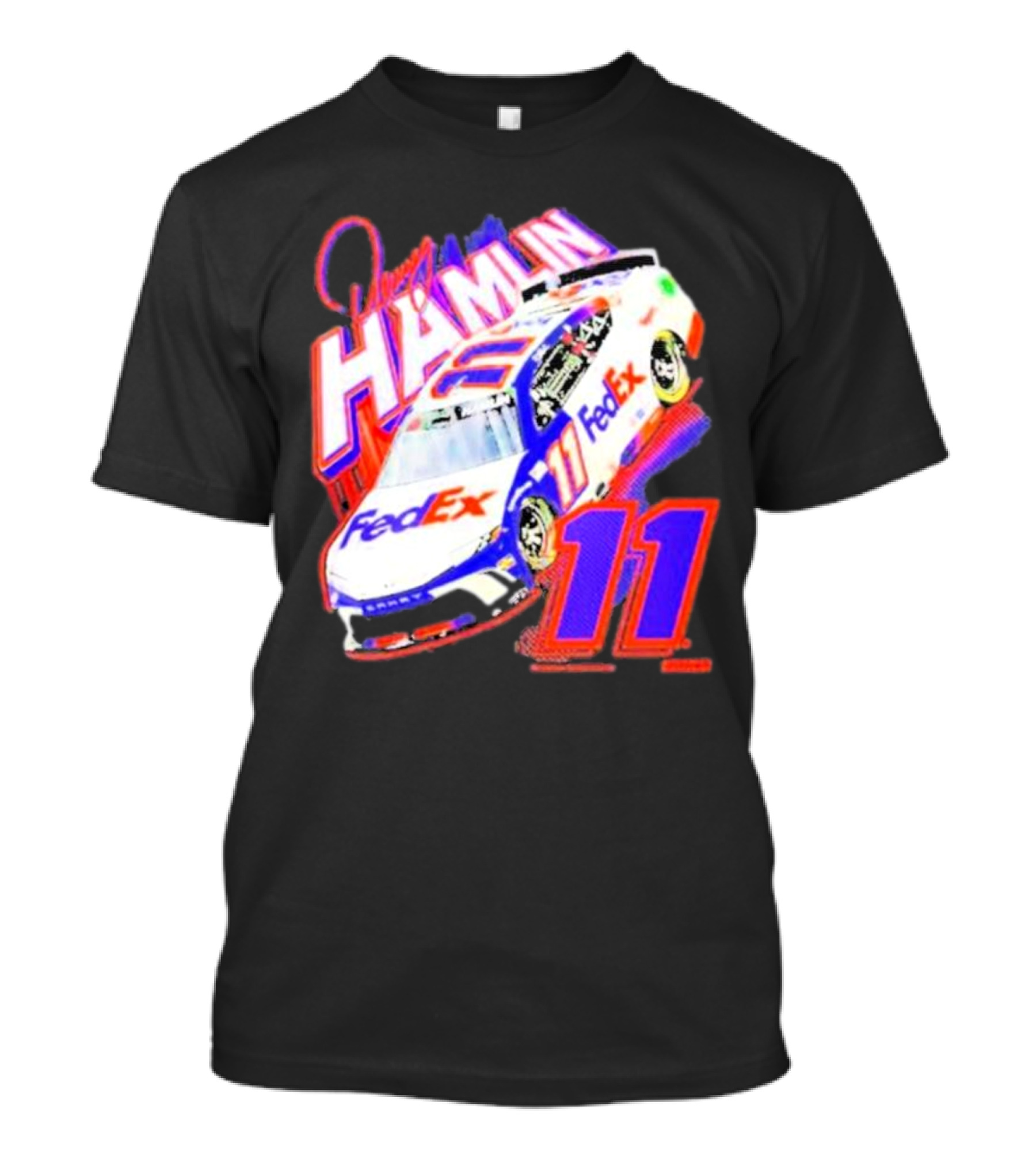 Denny Hamlin Joe Gibbs Racing FedEx Car 11 Black Collection T-Shirt