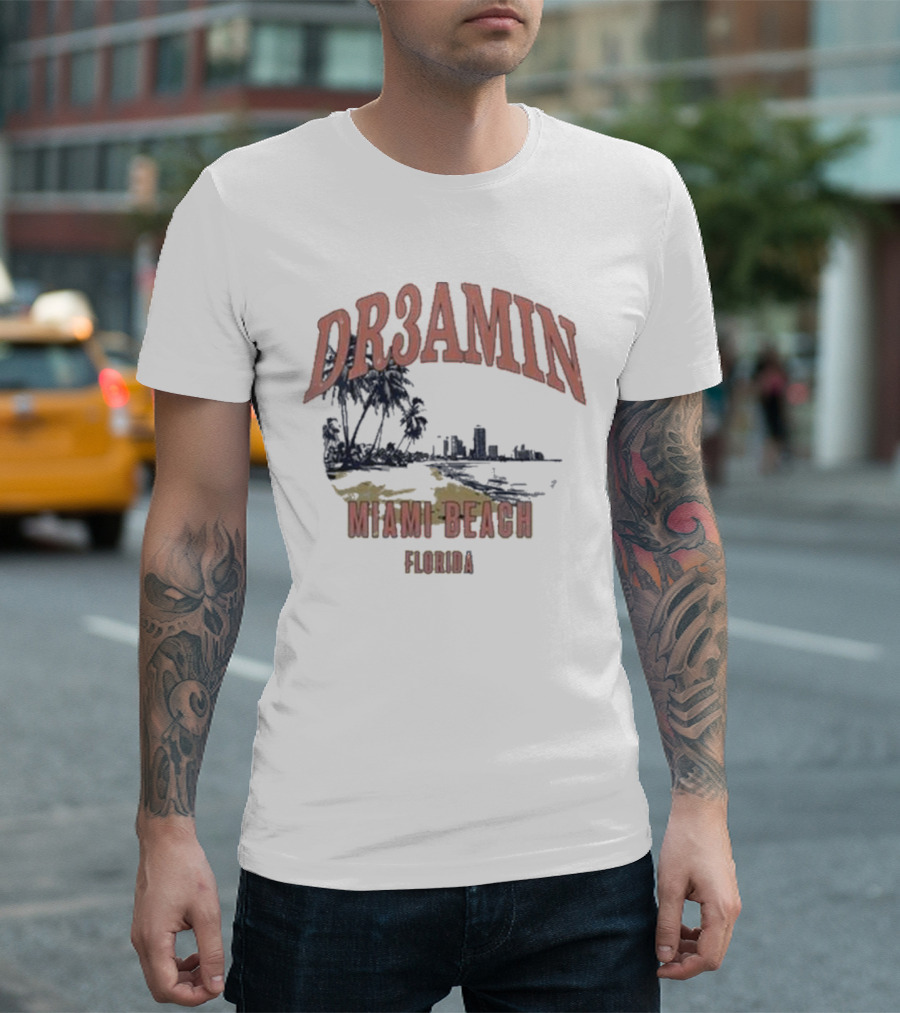 DR3AMIN Miami Beach Florida Skyline T-Shirt