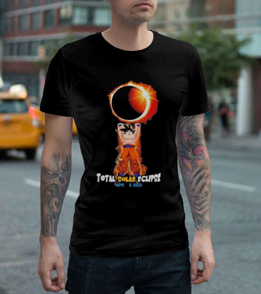 Dragon Ball Son Goku Total Solar Eclipse April 8 2024 Iconic Scene T-Shirt