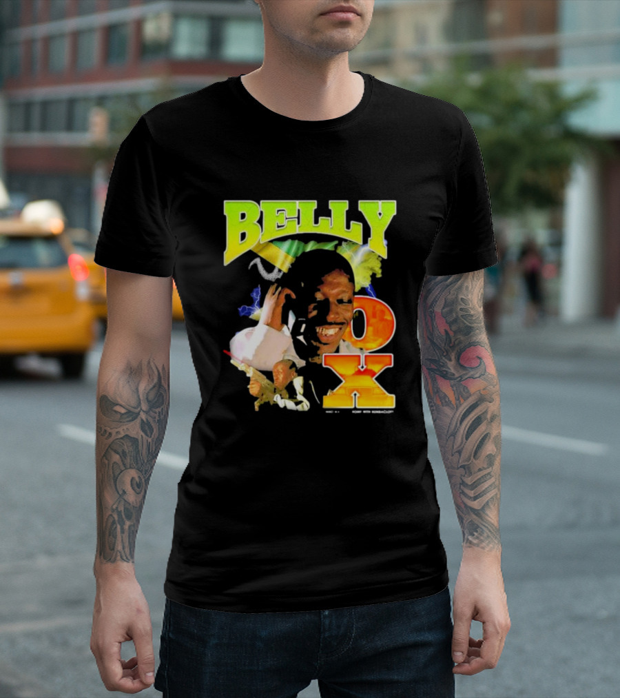 BELLY OX Romp With Bumbaclot Smiling Man with Phone and Gun T-Shirt