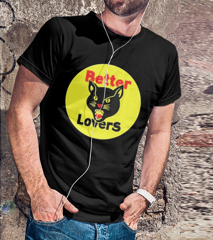 Better Lovers Band Better Lovers Black Cat Bootleg Better Lovers Black Cat Yellow Circle T-Shirt