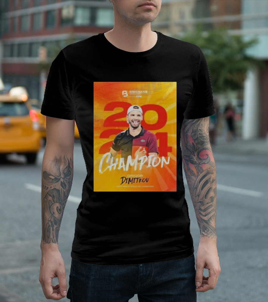 Brisbane 2024 Champion Grigor Dimitrov Men's Singles Tennis T-Shirt