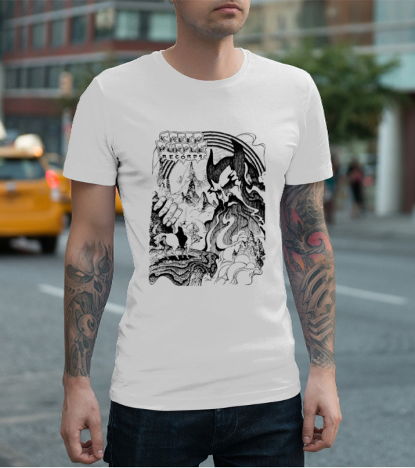 Creep Purple Records Devil Mountain Landscape With Horse And Rainbow T-Shirt