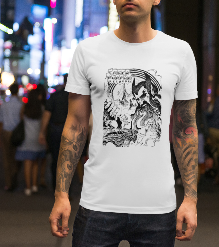 Creep Purple Records Devil Mountain Landscape With Horse And Rainbow T-Shirt