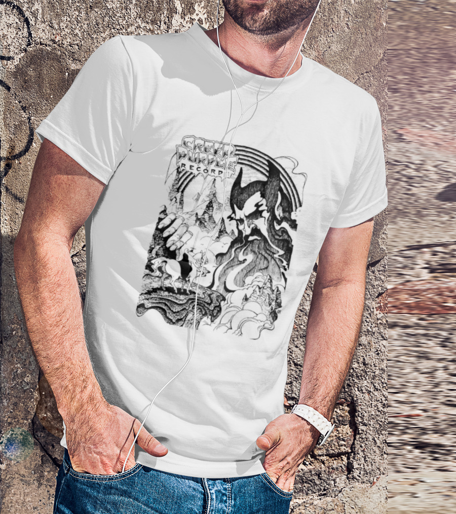 Creep Purple Records Devil Mountain Landscape With Horse And Rainbow T-Shirt