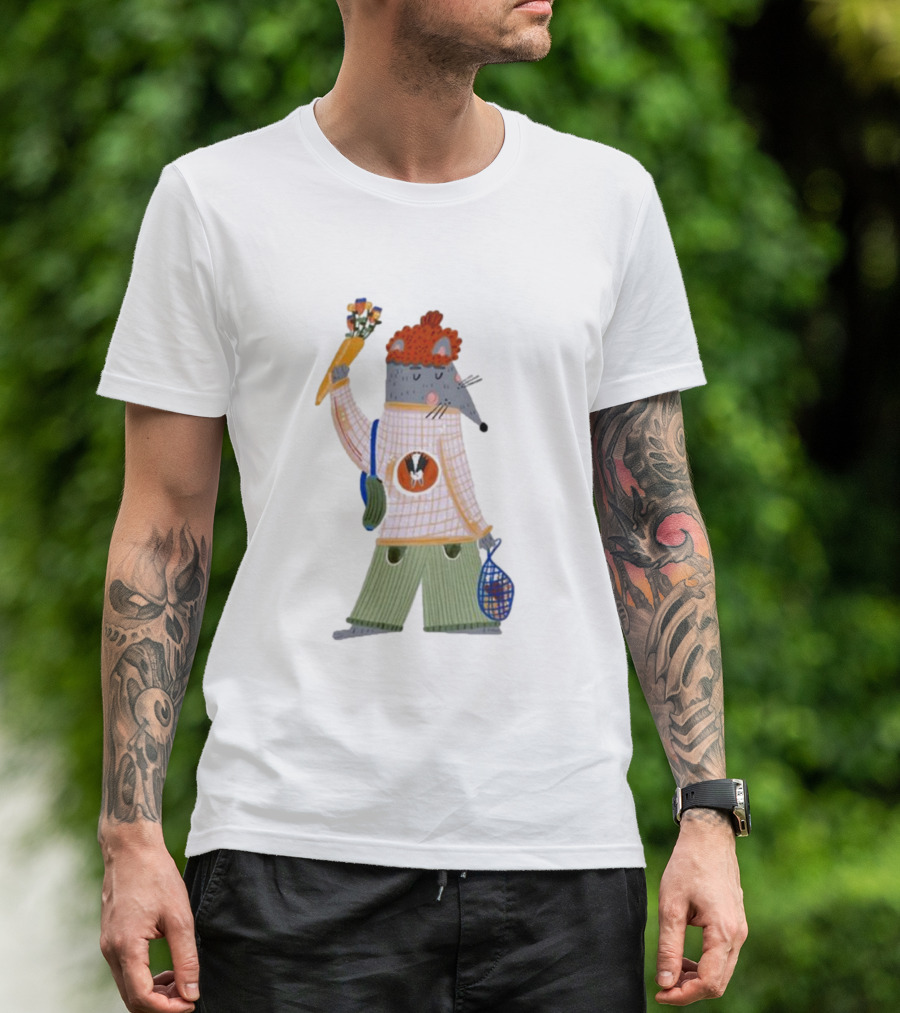 Hildalia Weekend Mouse With Flowers In Hand T-Shirt