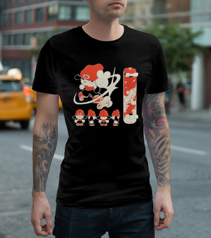 Hip Hop Dog Bryson McBee Roller Skating Skateboard Red Hat T-Shirt