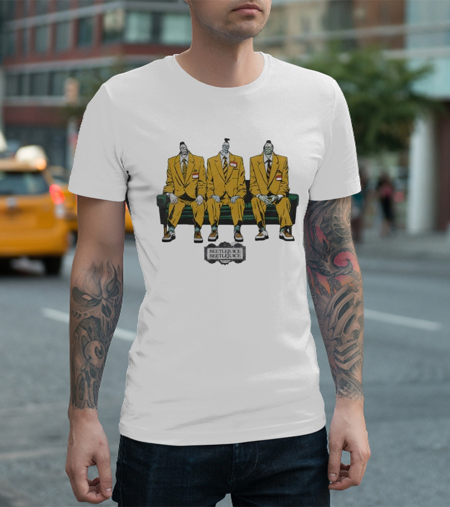 Beetlejuice Beetlejuice Beetlejuice Jeff Bob Dave Trio on Couch T-Shirt