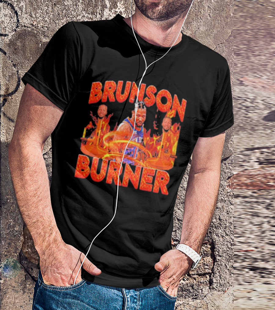 Brunson Burner Basketball Flames Iconic Player NBA T-Shirt