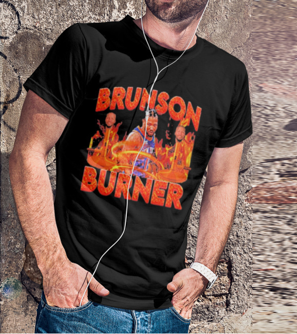 Brunson Burner Basketball Flames Iconic Player NBA T-Shirt