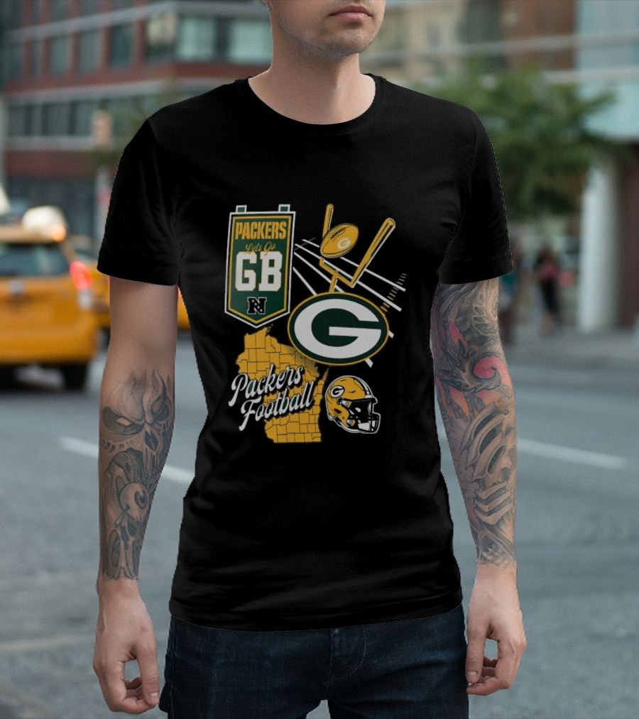 Packers Let's Go GB Football Green Bay Packers Split Zone T-Shirt