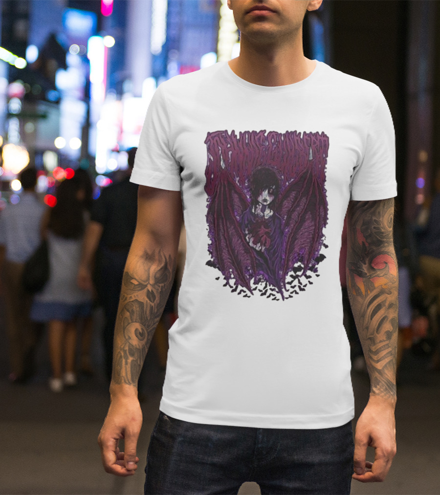 Johnnie Guilbert Vampire Dark Gothic Artwork With Wings And Heart T-Shirt